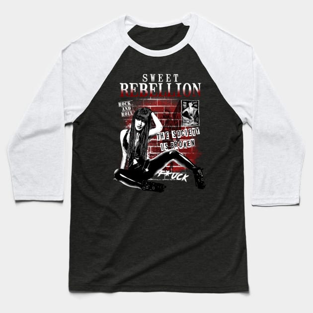 Sweet Rebellion Baseball T-Shirt by Dark Planet Tees